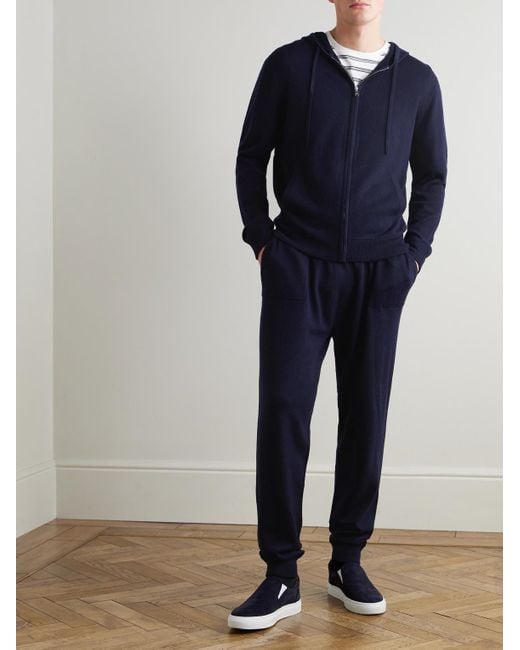 Mr P. Blue Wool And Cashmere-Blend Zip-Up Hoodie for men