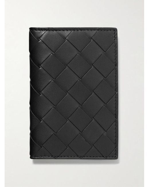 Bottega Veneta Black Intrecciato Leather Bifold Cardholder for men