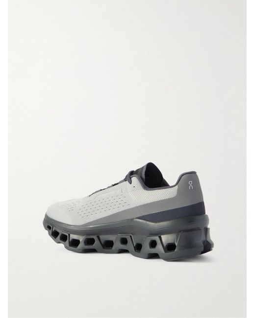 On Shoes Gray Cloudmster Rubber-Trimmed Mesh Running Sneakers for men
