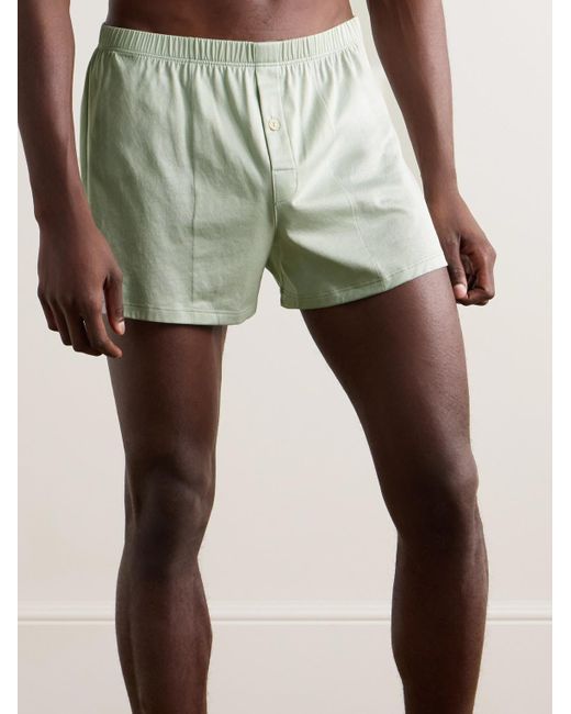 Hanro Green Mercerised Cotton-jersey Boxer Shorts for men