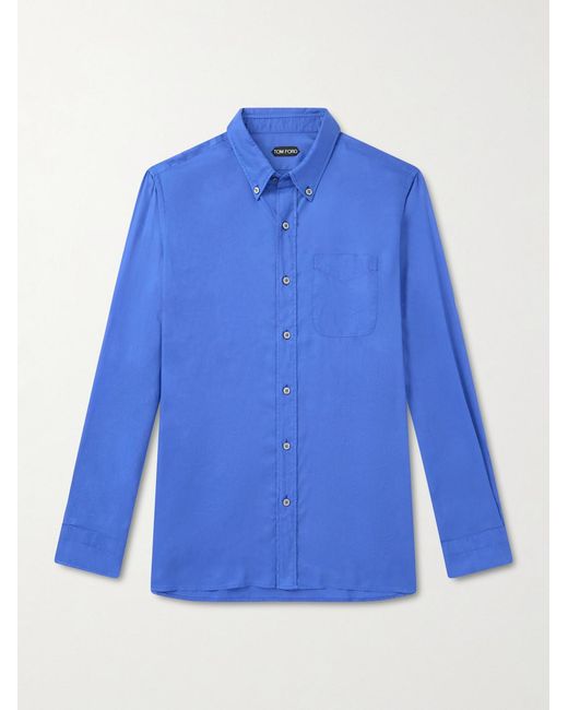 Tom Ford Blue Lyocell-Gabardine Shirt for men