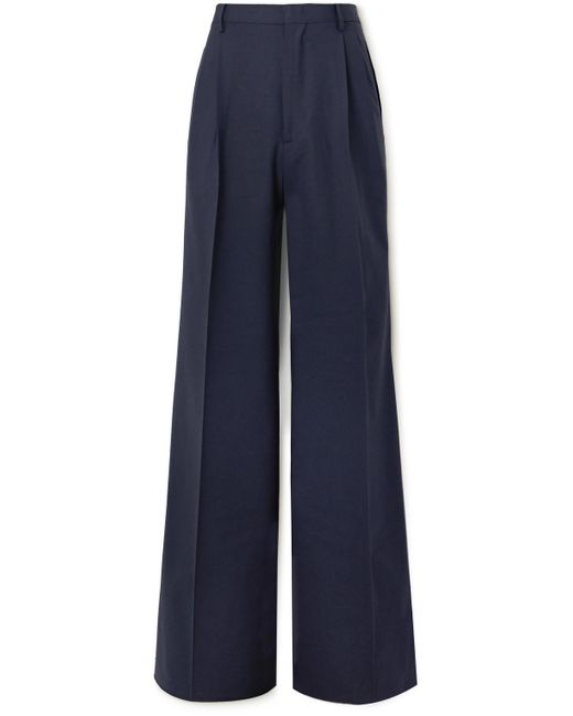 Etro Blue Wide-leg Pleated Wool-blend Suit Trousers for men