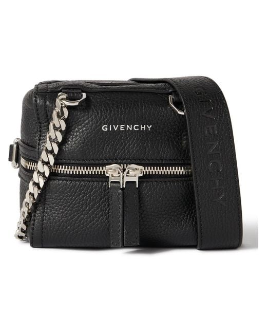 Givenchy Pandora Small Fullgrain Leather Messenger Bag in Black for