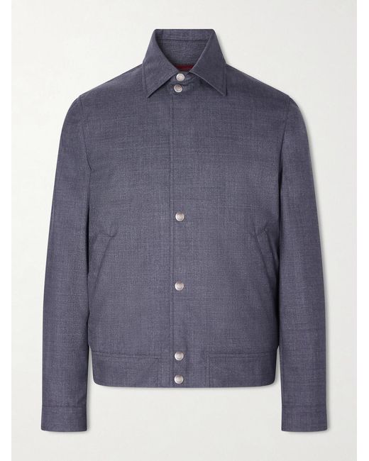 Brunello Cucinelli Blue Virgin Wool Blouson Jacket for men