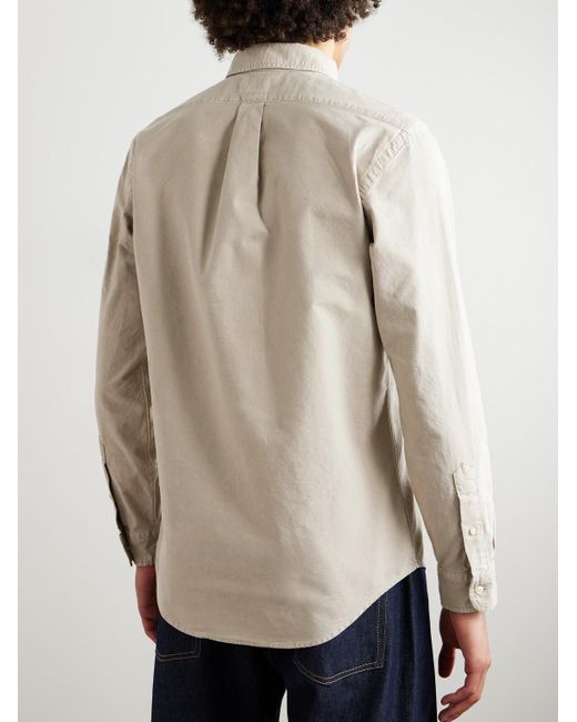 Polo Ralph Lauren Natural Slim-fit Button-down Collar Logo-embroidered Cotton Oxford Shirt for men