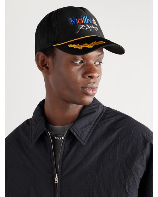 Local Authority Blue Embroidered Canvas And Mesh Trucker Cap for men