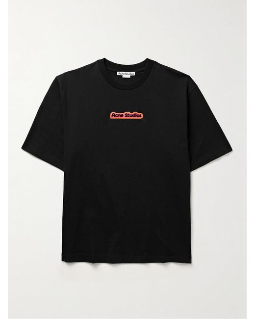 T-shirt in jersey di cotone con logo applicato Extorr di Acne in Black da Uomo