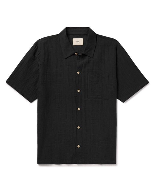 Folk Black Gabe Cotton And Linen-blend Shirt for men