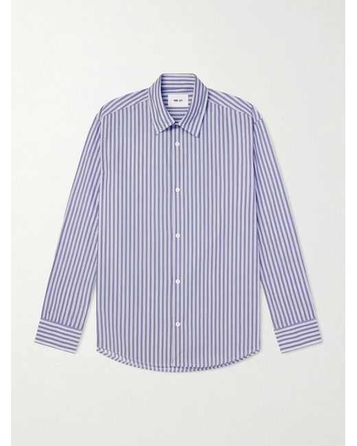 NN07 Purple Striped Cotton Shirt for men
