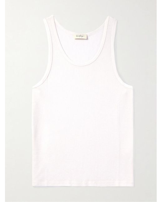Second Layer White Los Niños Slim-fit Ribbed Tm Lyocell And Wool-blend Tank Top for men