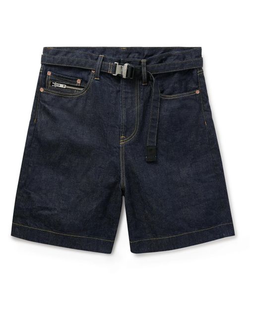 Sacai Blue Beyondexx Wide-leg Belted Denim Shorts for men