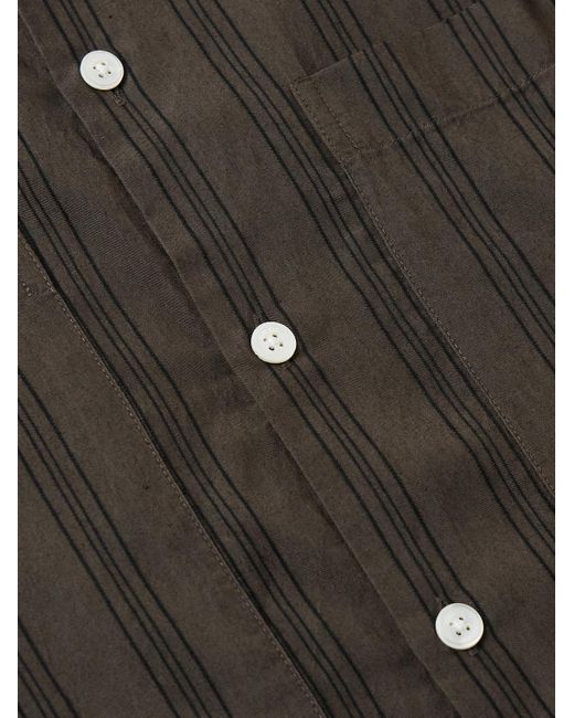 NN07 Gray Freddy 50010 Striped Tencel Modal-Blend Twill Shirt for men