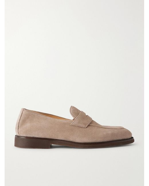 Brunello Cucinelli Natural Flex Suede Penny Loafers for men
