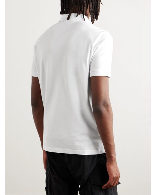 Stone Island White Logo-appliquéd Cotton-blend Piqué Polo Shirt for men