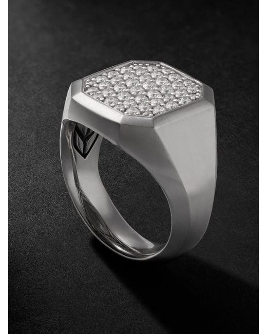 David Yurman Streamline® Siegelring aus Sterlingsilber mit Diamanten in Black für Herren