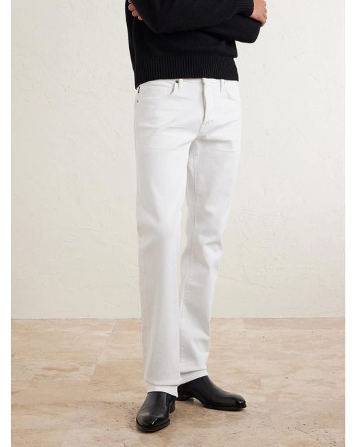 Tom Ford White Slim-fit Straight-leg Cotton-blend Corduroy Trousers for men