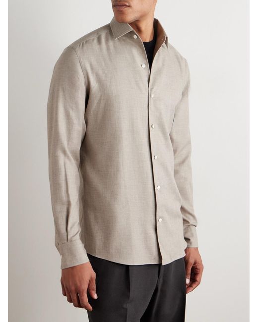 Zegna White Cotton And Cashmere-Blend Shirt for men