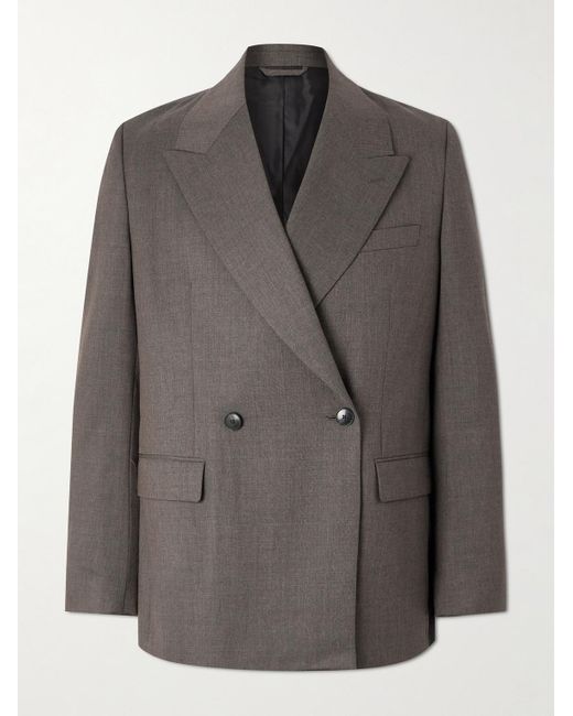 mfpen Gray Double-breasted Wool-twill Suit Jacket for men