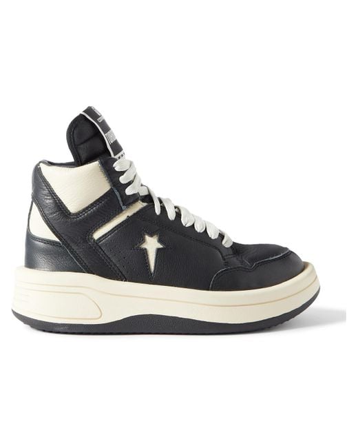 Rick Owens Black X Converse Turbowpn Branded Leather High-top Trainers 7. for men
