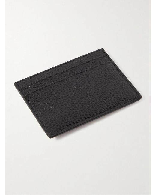 Saint Laurent Black Tiny Cassandre Logo-appliquéd Full-grain Leather Cardholder for men