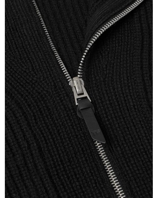 Tom Ford Black Slim-Fit Ribbed Wool And Mohair-Blend Zip-Up Cardigan for men
