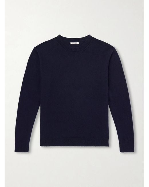 Brushed Cashmere And Cotton-Blend Sweater di Auralee in Blue da Uomo