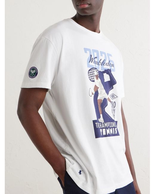 Polo Ralph Lauren White Wimbledon Printed Cotton-Jersey T-Shirt for men