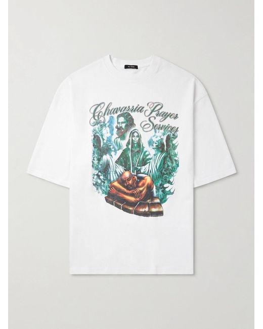 Willy Chavarria White Prayer Services Northsider Printed Cotton-Jersey T-Shirt for men