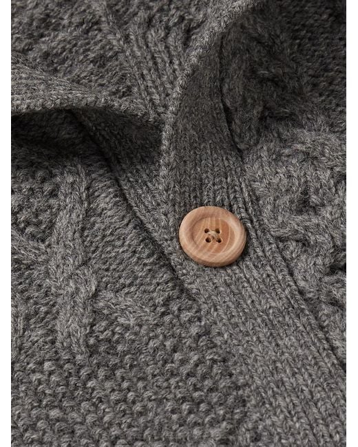 Beams Plus Gray Alan Patchwork Cable-knit Wool Cardigan for men