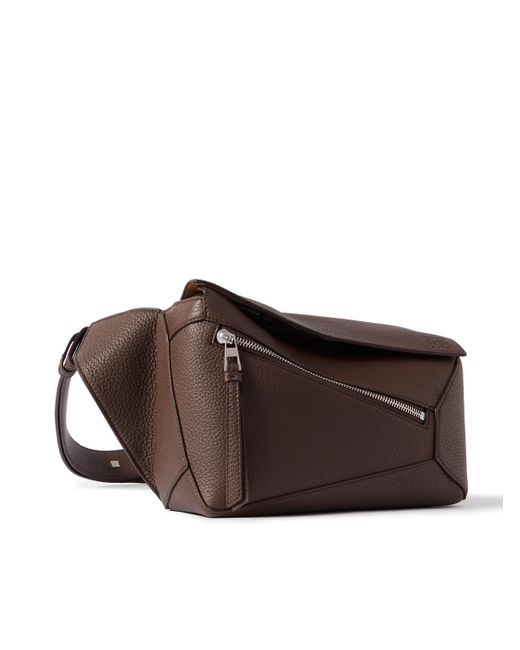 Loewe Brown Puzzle Edge Small Full-Grain Leather Belt Bag for men