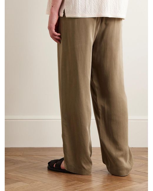 LE17SEPTEMBRE Green Wide-leg Modal-blend Twill Drawstring Trousers for men