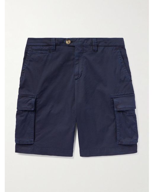 Brunello Cucinelli Blue Straight-leg Cotton-blend Twill Cargo Shorts for men