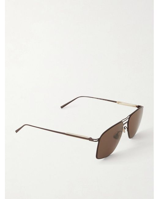 Brunello Cucinelli Brown Aviator-Style Titanium Sunglasses for men