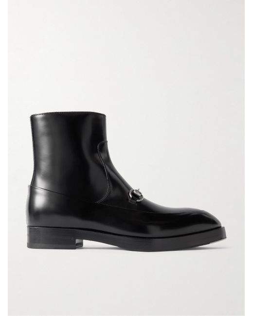 Gucci Black Horsebit-Embellished Leather Boots for men