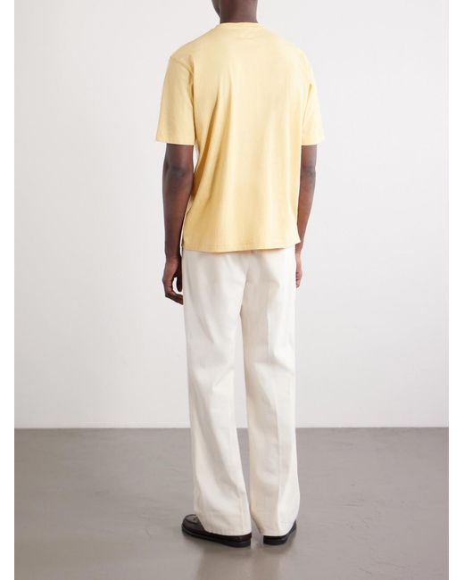 Beams Plus Yellow Embroidered Cotton Polo Shirt for men