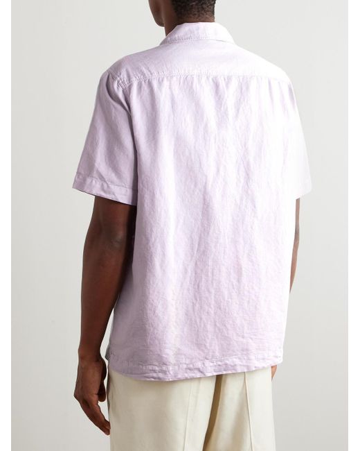 Mr P. Michael 2 Hemd aus Twill aus einer Baumwoll-Leinenmischung mit wandelbarem Kragen in Pink für Herren