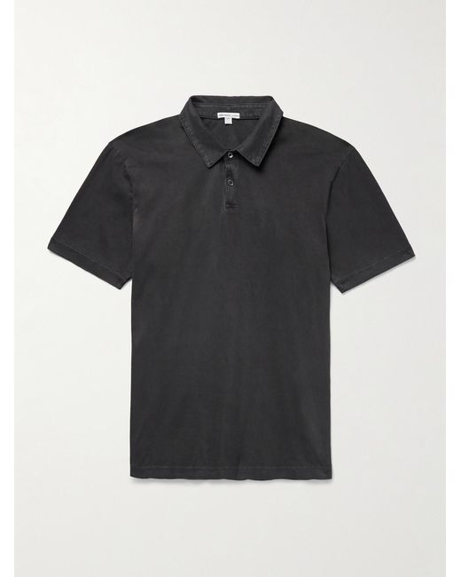 James Perse Black Supima Cotton-Jersey Polo Shirt for men