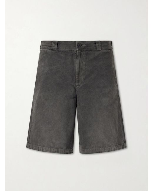 Enfants Riches Deprimes Gray Straight-leg Distressed Cotton And Linen-blend Twill Shorts for men