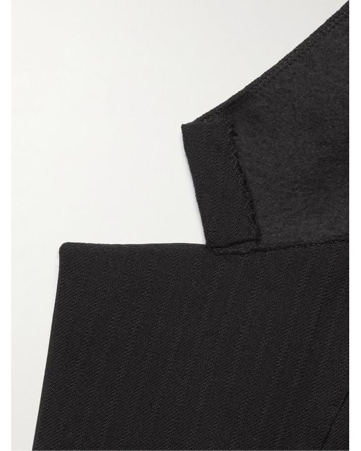 Saint Laurent Black Grosgrain-trimmed Pinstriped Wool Tuxedo Jacket for men