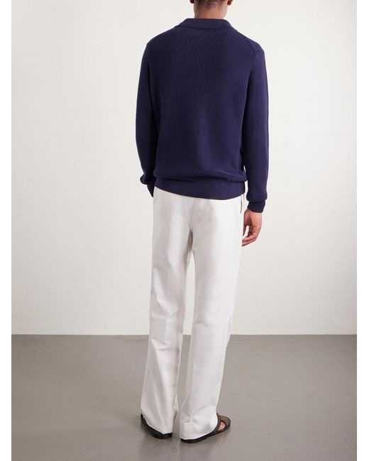 Thom Sweeney Blue Cotton Polo Sweater for men
