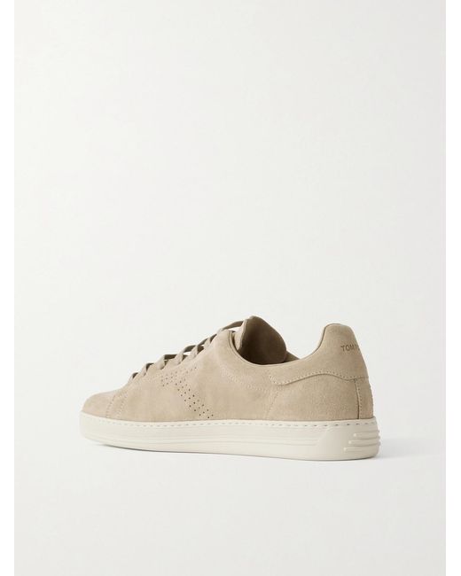 Tom Ford Natural Warwick Perforated Suede Sneakers for men