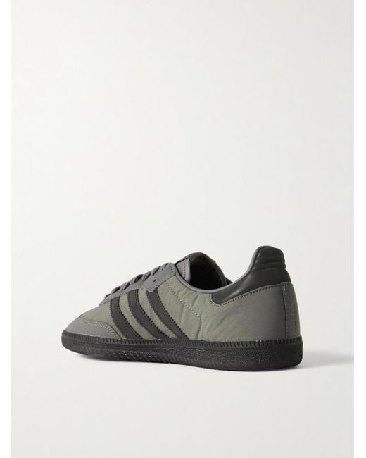 Adidas Originals Gray Samba Og Leather-Trimmed Shell Sneakers for men