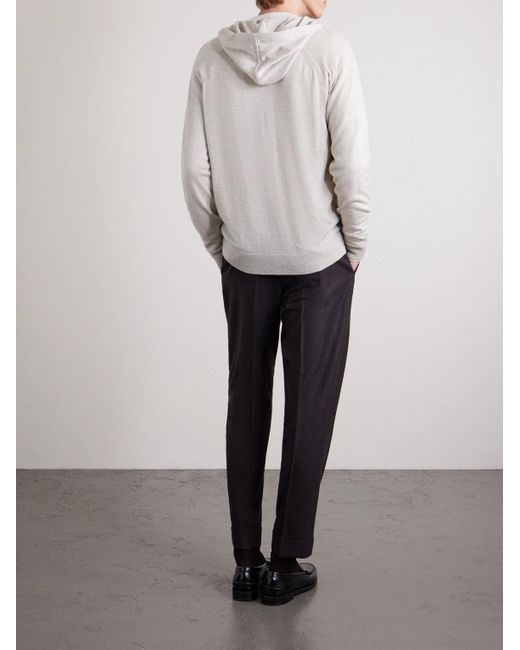 John Smedley White Carty Merino Wool Zip-up Hoodie for men
