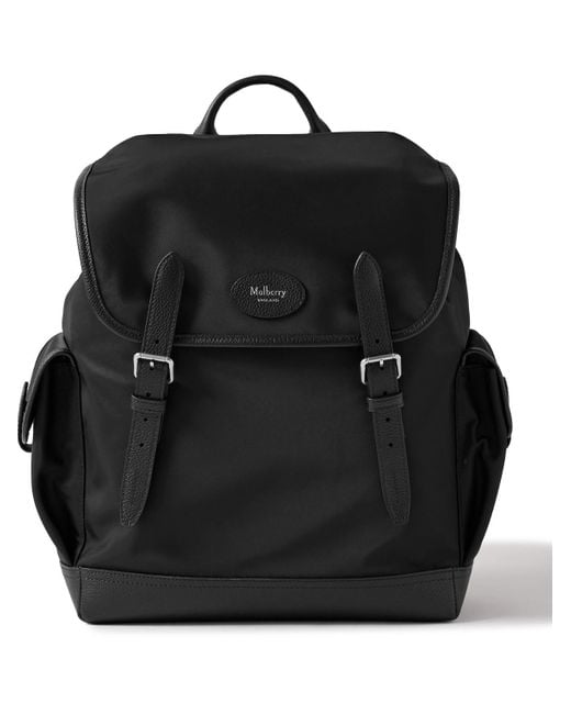 Mulberry Black Heritage Full Grain Leather-trimmed Recycled-nylon Backpack for men