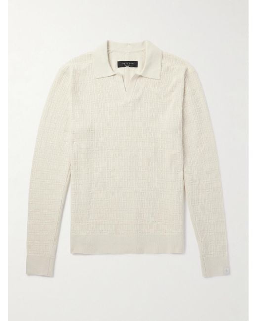 Rag & Bone Pullover aus strukturiertem Baumwollstrick mit Polokragen in Natural für Herren