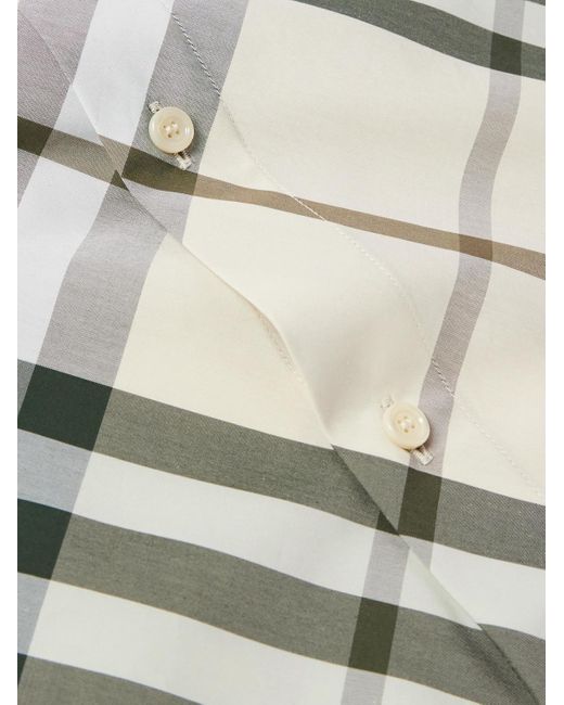Burberry White Checked Cotton Shirt for men