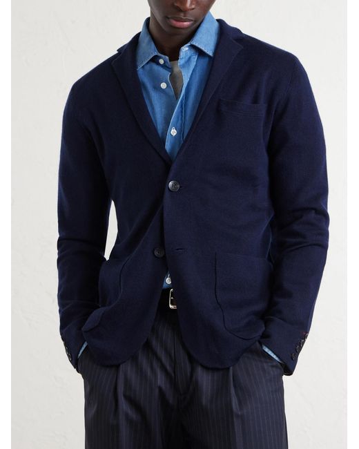 N.Peal Cashmere Blue Cashmere And Silk-Blend Cardigan for men