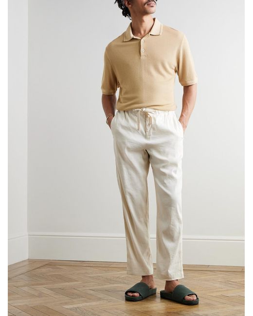 Frescobol Carioca Natural Horacio Modal And Linen-Blend Piqué Polo Shirt for men