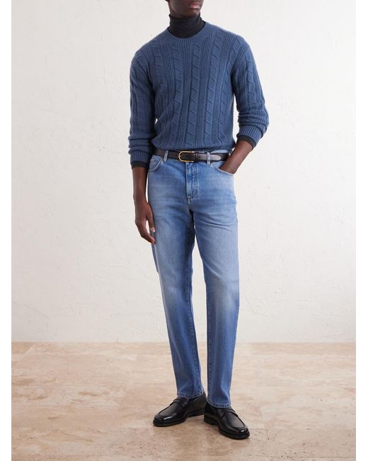 Zegna Blue Oasi Knitted Cashmere Sweater for men