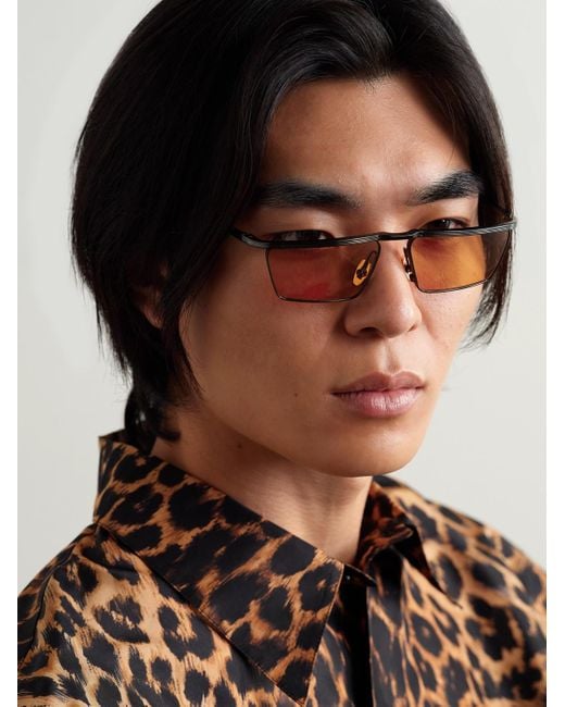 Jacques Marie Mage Black Bogart Rectangular-Frame Metal Sunglasses for men